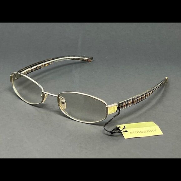 Burberry B8970S-5N1 Silver Nova Check 52mm Oval Metal Women's Sunglasses - Picture 1 of 6